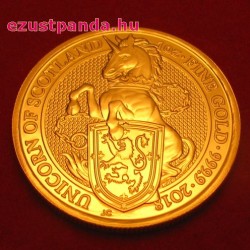 A királynő címerállatai - a skót Egyszarvú 2018 1 uncia 100 GBP arany pénzérme