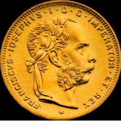 8 gulden osztrák arany pénzérme (mai utánveret)