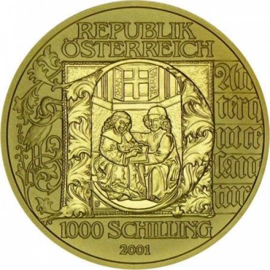 Osztrák Nemzeti Könyvtár 2001 1000 schilling proof arany pénzérme