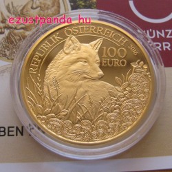Róka / Fuchs 2016 100 Euro proof arany pénzérme