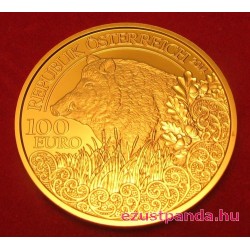 Vaddisznó / Wildschwein 2014 100 Euro proof arany pénzérme