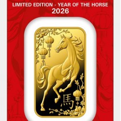 Aranyrúd 1 uncia svájci Argor-Heraeus "Ló éve 2026" - CSAK 18.888 DB!