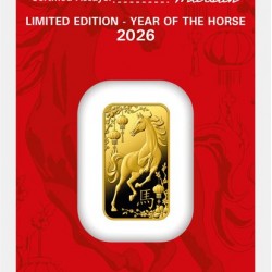 Aranyrúd 5g svájci Argor-Heraeus "Ló éve 2026" - CSAK 18.888 DB!