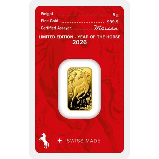 Aranyrúd 5g svájci Argor-Heraeus "Ló éve 2026" - CSAK 18.888 DB! Aranyrúd 5g svájci Argor-Heraeus "Ló éve 2026" - CSAK 18.888 DB!