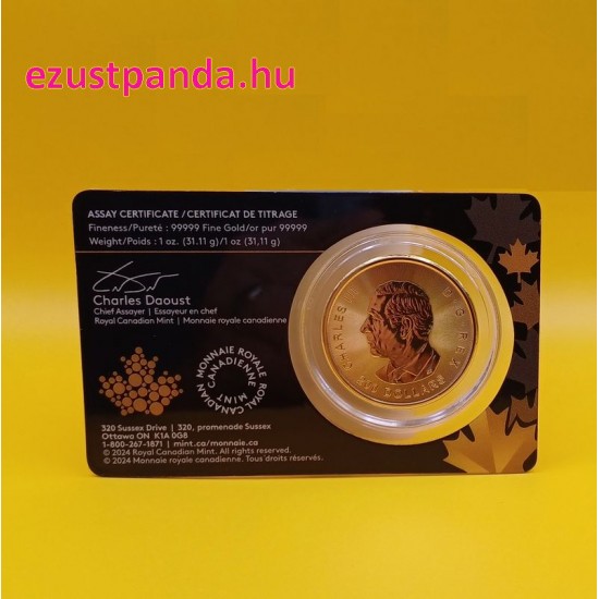 Aranyláz Klondike-ban 2024 1 uncia 99,999 kanadai arany pénzérme - ÖT KILENCES SZÍNARANY!