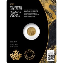 Maple Leaf 2025 1/10 uncia kanadai arany pénzérme - jegesmedve verdejellel
