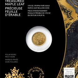 Maple Leaf 2025 1/10 uncia kanadai arany pénzérme - jegesmedve verdejellel