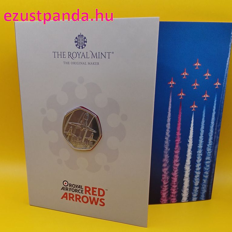 Red Arrows repülők 50p 2025 brit réz-nikkel pénzérme