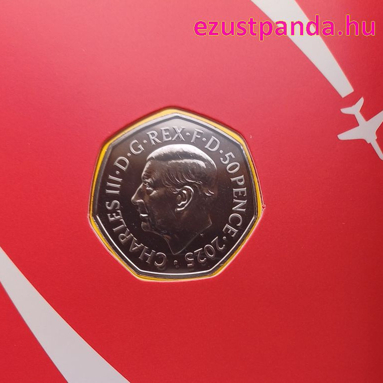 Red Arrows repülők 50p 2025 brit réz-nikkel pénzérme