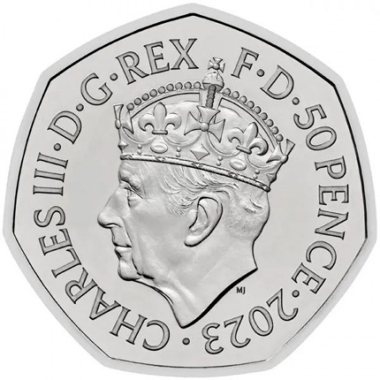III. Károly koronázása 2023 brit 50 penny réz-nikkel pénzérme díszcsomagolásban III. Károly koronázása 2023 brit 50 penny réz-nikkel pénzérme díszcsomagolásban