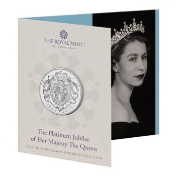 II. Erzsébet királynő platina jubileuma 2022 brit 5 font réz-nikkel pénzérme díszcsomagolásban