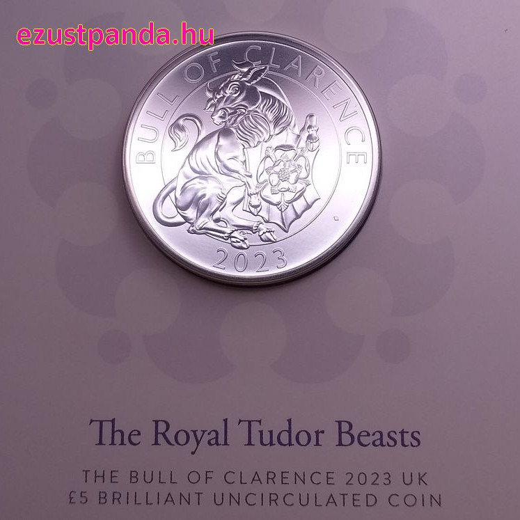 A Tudor-ház címerállatai - Clarence bikája 2023 brit 5 font réz-nikkel pénzérme díszcsomagolásban