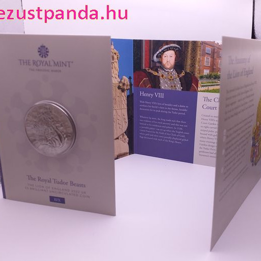 A Tudor-ház címerállatai - Oroszlán 2022 brit 5 font réz-nikkel pénzérme díszcsomagolásban
