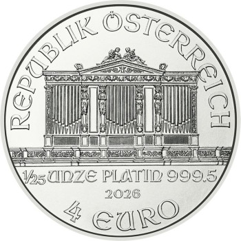 Philharmoniker 2026 1/25 uncia platina pénzérme
