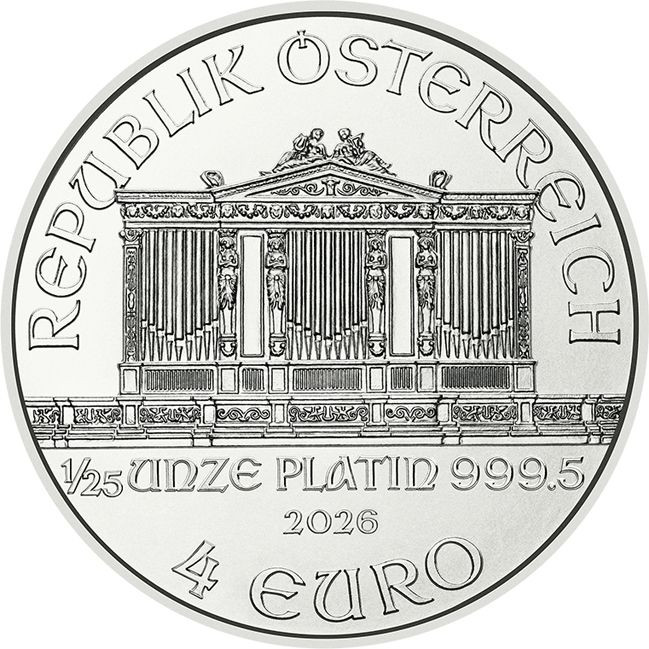 Philharmoniker 2026 1/25 uncia platina pénzérme Philharmoniker 2026 1/25 uncia platina pénzérme
