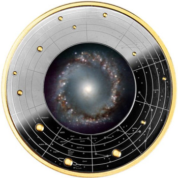 Galaxis (6) NGC 1097 "Fekete lyuk" Kamerun 2024 ezüst pénzérme - CSAK 700 példány!