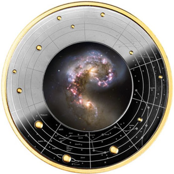 Galaxis (5) Antennae "A csáp-galaxisok" Kamerun 2024 ezüst pénzérme - CSAK 700 példány!