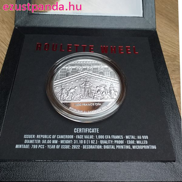 Rulett 2022 1 uncia proof ezüst pénzérme - CSAK 799 példány!