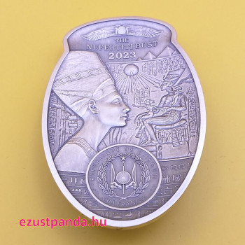 Nofretete (Nefertiti) királyné mellszobra 2023 3 uncia antikolt ezüst pénzérme - CSAK 1999 PÉLDÁNYBAN! Nofretete (Nefertiti) királyné mellszobra 2023 3 uncia antikolt ezüst pénzérme - CSAK 1999 PÉLDÁNYBAN!
