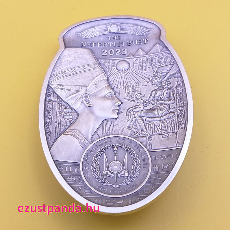 Nofretete (Nefertiti) királyné mellszobra 2023 3 uncia antikolt ezüst pénzérme - CSAK 1999 PÉLDÁNYBAN! Nofretete (Nefertiti) királyné mellszobra 2023 3 uncia antikolt ezüst pénzérme - CSAK 1999 PÉLDÁNYBAN!