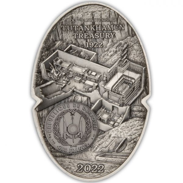 Tutankhamon fáraó maszkja 2022 3 uncia antikolt ezüst pénzérme - CSAK 1922 PÉLDÁNYBAN!