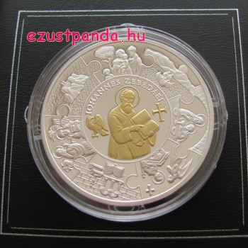 Szent János apostol - Libéria 2011 aranyozott proof ezüst pénzérme
