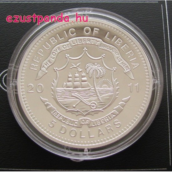 Szent János apostol - Libéria 2011 aranyozott proof ezüst pénzérme