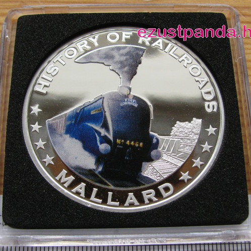 Vonatok Libéria - Mallard 2011 színes proof ezüst pénzérme Vonatok Libéria - Mallard 2011 színes proof ezüst pénzérme