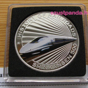 Vonatok Libéria - Shinkansen 2011 színes proof ezüst pénzérme