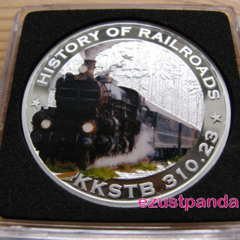 Vonatok Libéria - Monarchia KkStB 2011 színes proof ezüst pénzérme