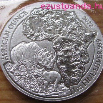 Ruanda Orrszarvú 2012 1 uncia ezüst pénzérme
