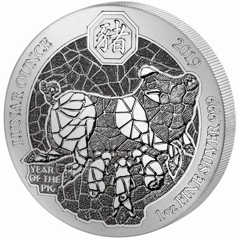 Ruanda Disznó éve 2019 1 uncia proof ezüst pénzérme Ruanda Disznó éve 2019 1 uncia proof ezüst pénzérme