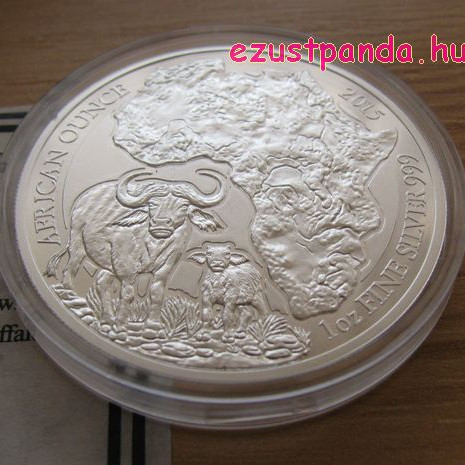 Ruanda Kafferbivaly 2015 1 uncia proof ezüst pénzérme Ruanda Kafferbivaly 2015 1 uncia proof ezüst pénzérme