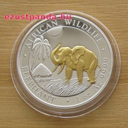 Szomália Elefánt 2017 1 uncia aranyozott ezüst pénzérme
