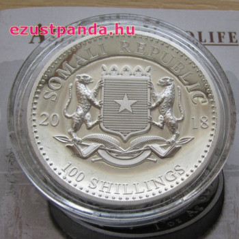 Szomália Elefánt 2018 1 uncia high-relief proof ezüst pénzérme