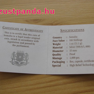 Szomália Elefánt 2018 1 uncia high-relief proof ezüst pénzérme