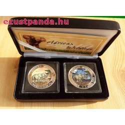 Szomália Elefánt 2019 "Nappal és Éjszaka" 2x1 uncia színes ezüst érmeszett