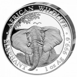 Szomália Elefánt 2021 1 uncia high-relief proof ezüst pénzérme