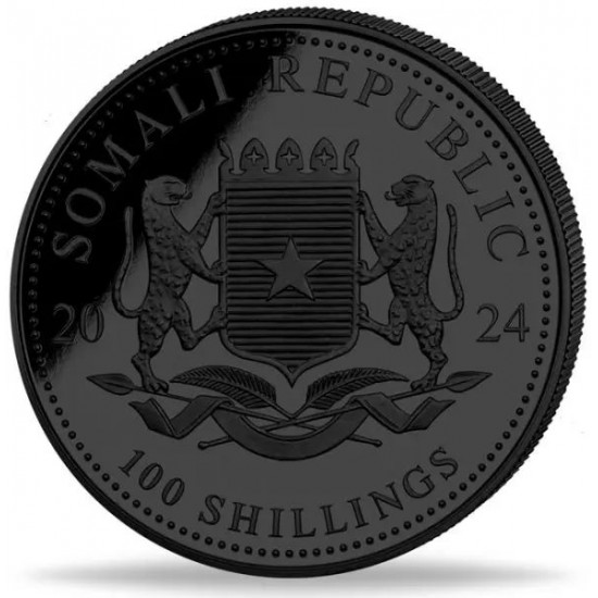Szomália Elefánt 2024 "Fekete és Fehér" 2x1 uncia ruténiummal bevont ezüst érmeszett