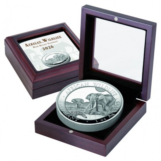 Szomália Elefánt 2026 1 uncia high-relief proof ezüst pénzérme