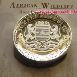 Szomália Elefánt 2014 1 uncia high-relief proof ezüst pénzérme