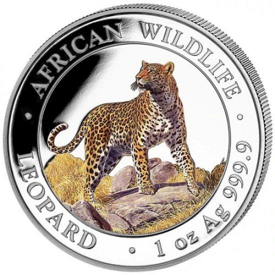 Szomália Leopárd 2022 1 uncia színes ezüst pénzérme