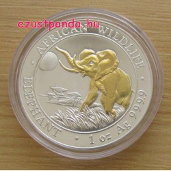 Szomália Elefánt 2016 1 uncia aranyozott ezüst pénzérme