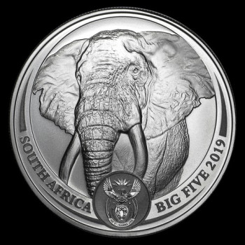 Big Five - Az Öt Nagy - Elefánt 2019 1 uncia ezüst érme Dél-Afrika