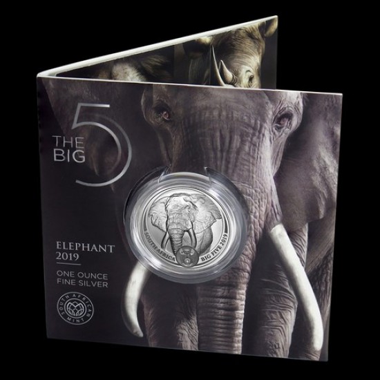 Big Five - Az Öt Nagy - Elefánt 2019 1 uncia ezüst érme Dél-Afrika