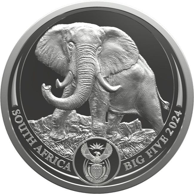Big Five 3 - Az Öt Nagy - Elefánt 2024 1 uncia ezüst érme Dél-Afrika
