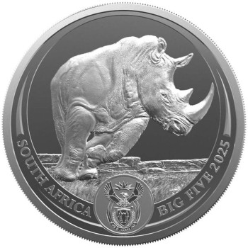 Big Five 3 - Az Öt Nagy - Orrszarvú 2025 1 uncia ezüst érme Dél-Afrika