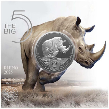 Big Five 3 - Az Öt Nagy - Orrszarvú 2025 1 uncia ezüst érme Dél-Afrika