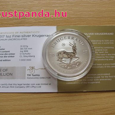 Krugerrand 2017 1 uncia ezüst érme jubileumi kiadás