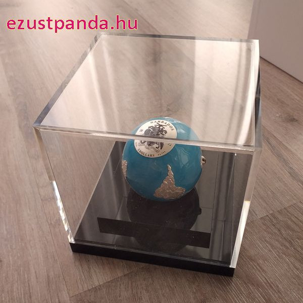Kék Bolygó 2022 3 uncia gömbölyű, színes ezüst pénzérme Barbados - CSAK 999 PÉLDÁNYBAN!